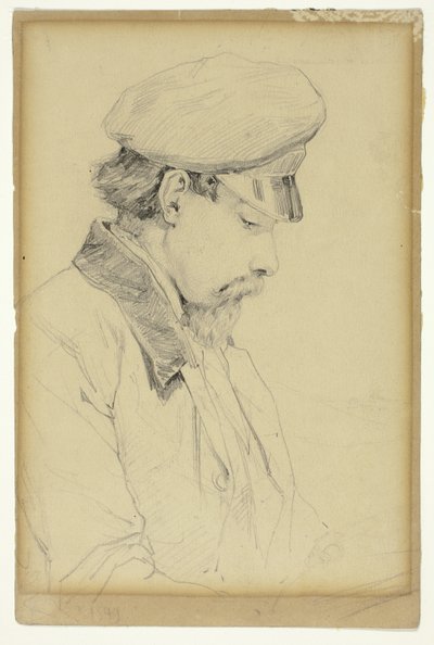Profil portré egy sapkás férfi portréja alkotó: Unknown artist