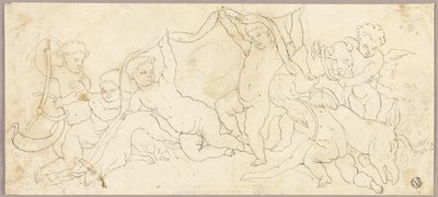 Putti a játékban szarvassal és kutyával alkotó: Unknown artist