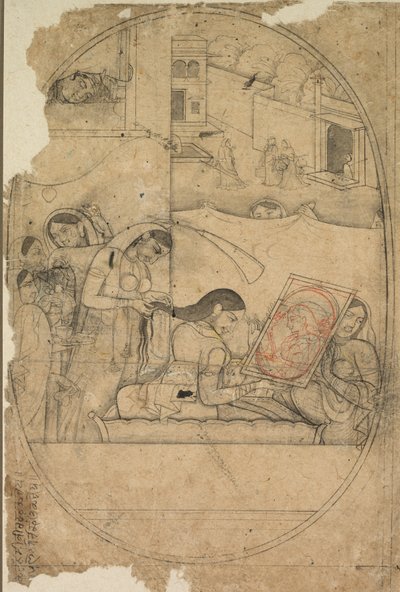Radha haját öltöztetik alkotó: Unknown artist