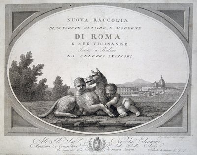Remus és Romulus (romolo remo lupa) és a farkas – a „Róma nézeteinek gyűjteményében” alkotó: Unknown artist