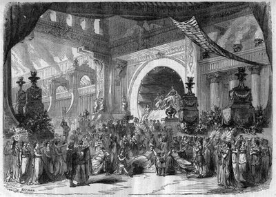 Operaábrázolás: III. felvonás, Charles Gounod (1818-1893) „Faust” második festménye – Metszet a „” Le Journal Illustré”-ben” alkotó: Unknown artist