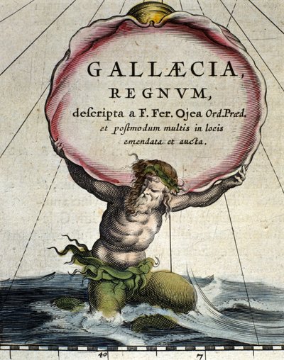 A triton, legendás lény, half man mi hal ábrázolása. Részlet az „Atlas novus” 1642-ből alkotó: Unknown artist
