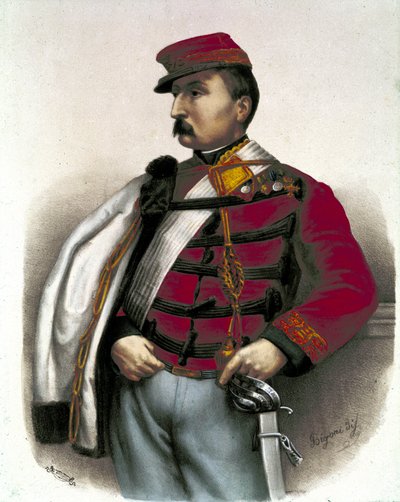 Risorgimento: Nino Bixio (1821-1873) olasz katona és politikus portréja. Fontos szerepet vállalt az olasz egyesületben. alkotó: Unknown artist