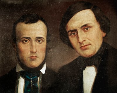 Risorgimento: Attilio Bandiera (1810-1844) és Emilio Bandiera (1819-1844) testvérek portréja. Névtelen festmény. 19. századi Róma, Risorgimento Történeti Intézet alkotó: Unknown artist
