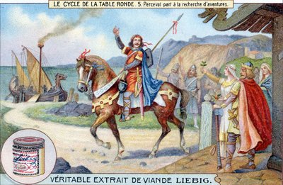 Kerekasztal ciklus (5): Perceval kalandokat keres, Liebig Chromolithography, sd. 19. század alkotó: Unknown artist
