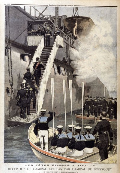 Orosz ünnepségek Toulonban: Avellan admirális fogadása de Boissoudy admirálistól a Formidable fedélzetén, a „The Petity Journal” október 21-én alkotó: Unknown artist