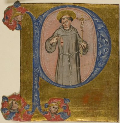 Szent Ferenc egy történeti "P" kezdetű "P" betűvel alkotó: Unknown artist