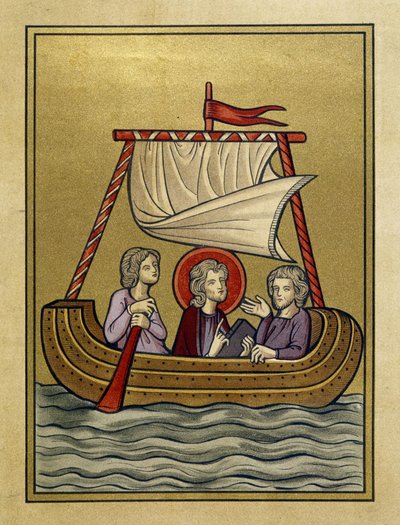 Szent Pál, Szent Szilván (vagy Silas) és Szent Timóteus egy hajón - miniatűrből alkotó: Unknown artist