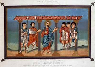 Szent Pál hirdeti az evangéliumot – Kopasz Károly király számára írt Bibliából a Tours-i Szent Márton-apátságban, IX. alkotó: Unknown artist