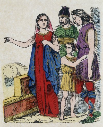 Sainte Genevieve (422-502), Párizs védőszentje lebeszélte a párizsiakat városuk elhagyásáról, amelyet 451-ben Attila, a hunok királya fenyegetett. alkotó: Unknown artist