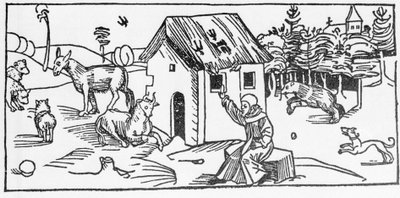 San Marinus. A Voragine-i Jacobus (James) (1228-1298) metszete a „Szentek élete – nyári rész” című könyvéből (A szent könyve). Lübeck 1488. alkotó: Unknown artist