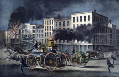 Jelenet az amerikai tűzoltók mindennapi életéből alkotó: Unknown artist