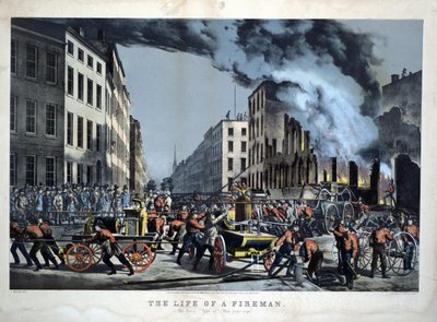 Jelenet az amerikai tűzoltók mindennapi életéből alkotó: Unknown artist