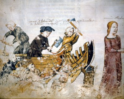 Hajóépítés színtere a 13. században. alkotó: Unknown artist