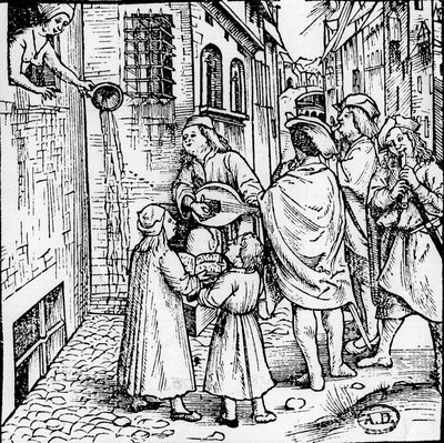 Diákszerenád (zenészek), Basel, 1500 körül - metszet, Bibl. alkotó: Unknown artist