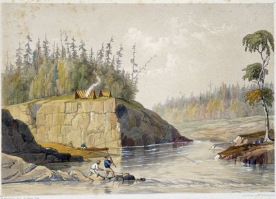 Kanadai telepesek, akik egy folyóban horgásznak – William Hickman, szerk. Halifax alkotó: Unknown artist