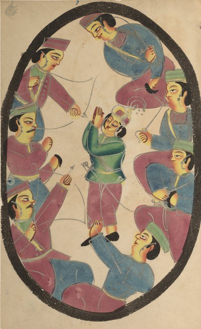Hét hős vagy harcos megöli Abhimanyát, Arjuna fiát alkotó: Unknown artist