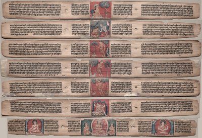Hét levél a Gandavyuha-sutra (A legfelsőbb tömb Szentírása) kéziratából alkotó: Unknown artist