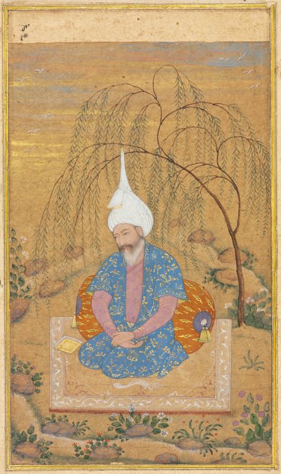 Tahmasp I. sah (1514-1576) Tájban ülve alkotó: Unknown artist