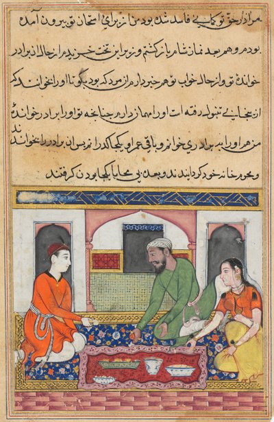 Shahr-Arai és férje testvérnek fogadták el szeretőjét a családban, egy Tuti-namából (Papagáj meséi): Negyvenedik éjszaka alkotó: Unknown artist