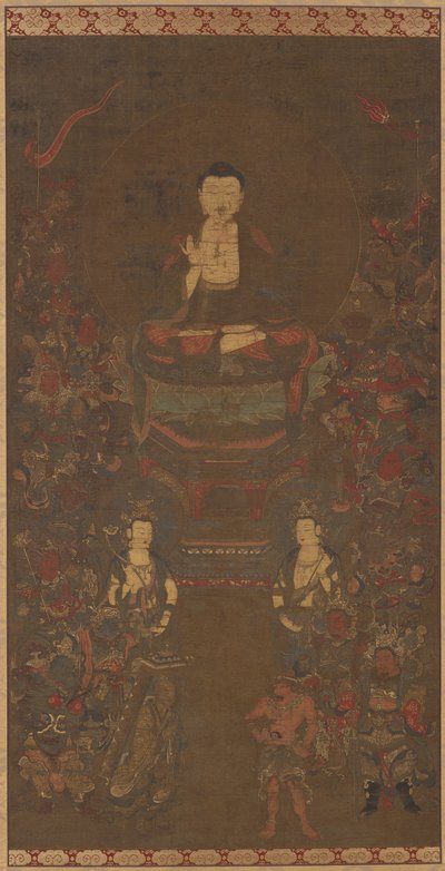 Shakyamuni a tizenhat jótékony istenséggel alkotó: Unknown artist