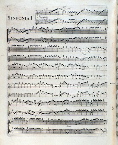 Kotta fuvolára a Sei sinfonie a piu strumenti op. első szimfóniájában. 5, Francois Joseph Gossec alkotó: Unknown artist