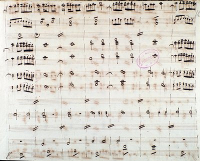Kottalap az első hegedűre a Mithridate, a Pont királya, Mozart opera (1770) megnyitójában alkotó: Unknown artist