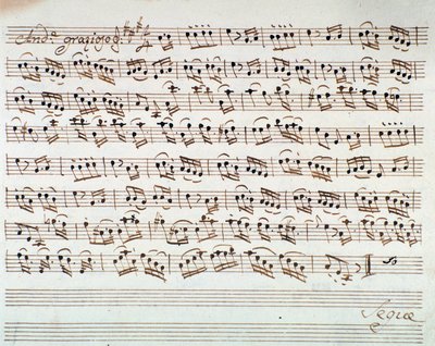 Kottalap az első hegedűre a Mithridate, a Pont királya, Mozart opera (1770) megnyitójában alkotó: Unknown artist