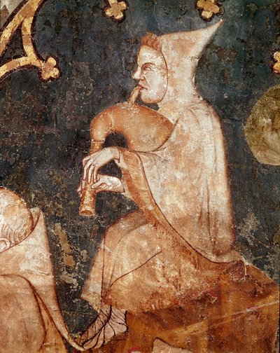 Dudában fújó juhász Részlet. 14. századi freskó. A Navarrai Olite (Navarra) Múzeumból, Pamplonából alkotó: Unknown artist