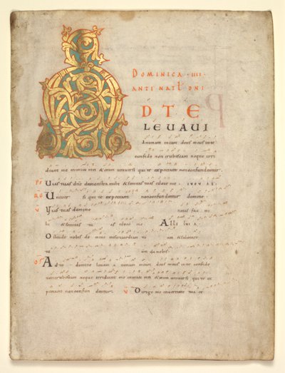 Egyetlen levél kivágása fokozatos és szentségi szolgálatból: Initial A[d te lavavi] alkotó: Unknown artist