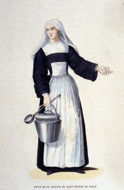 Paul Saint Vincent Szeretetszolgálatának nővére. Metszet egy vallási rendekről szóló albumból, Párizs alkotó: Unknown artist