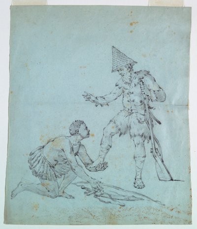 Vázlat pamutnyomtatáshoz: Robinson Crusoe alkotó: Unknown artist