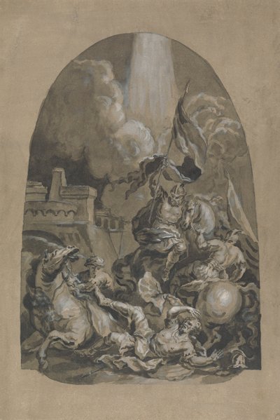 Vázlat a "Szent Pál megtérése" című olajfestményhez alkotó: Unknown artist
