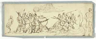 Csatajelenet vázlata (recto); Fregatt (fordítva) alkotó: Unknown artist