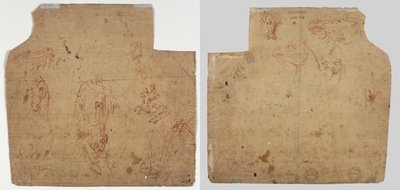 Vázlatok lovakról és lovasokról (recto); Vázlatok a lovakról (fordítva) alkotó: Unknown artist