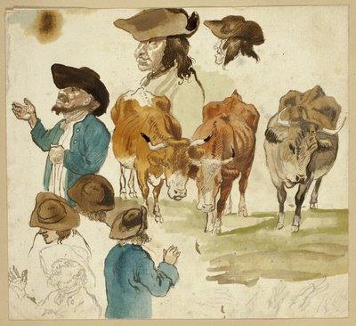 Vázlatok férfiakról és tehenekről alkotó: Unknown artist