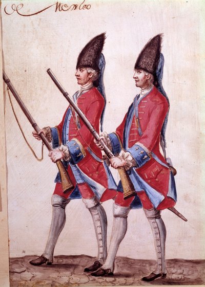 A mexikói ezred katonái, egy 18. századi akvarell részlete. alkotó: Unknown artist