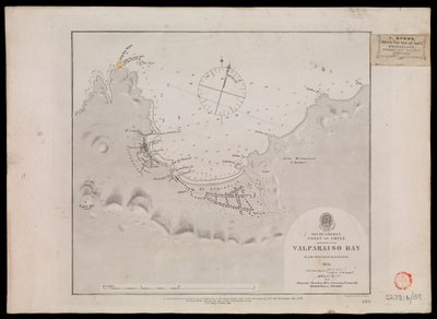Dél-Amerika, Chile partjai - Valparaiso-öböl a HMS "Beagle" tisztjei által 1835-ben alkotó: Unknown artist