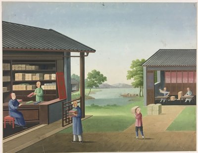 Ruhák fonása, tealevelek előkészítése, selyem előkészítése alkotó: Unknown artist