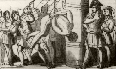 „Spriggs felemeli egy bostoni szkúner legénységét az előtetőre, majd hagyja, hogy a fedélzetre zuhanjanak” (1836 körül) alkotó: Unknown artist