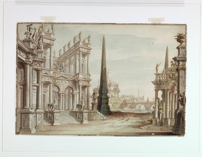 Színpadtervezés, Róma fantáziája az Angyalvárral, a Ponte Elióval és a Kentaurokkal, Aristens és Pappias alkotó: Unknown artist