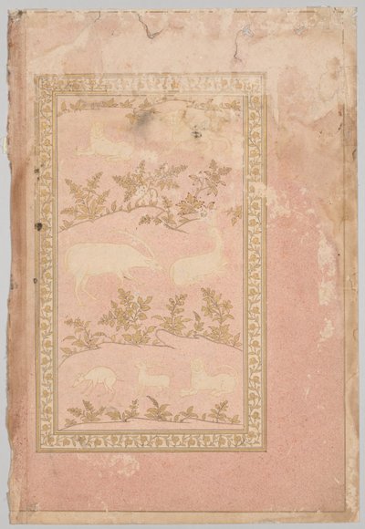 Oroszlán és gazella sablonos jelenetei (verso) alkotó: Unknown artist