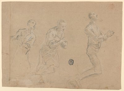 Tanulmányok (a) Három térdelő pásztor. b) Két kar alkotó: Unknown artist