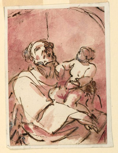 Tanulmány Szent Józsefről, aki a Krisztus-gyermeket hordozza alkotó: Unknown artist