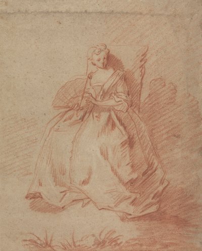 Tanulmány egy ülő, legyezőt tartó nőről alkotó: Unknown artist