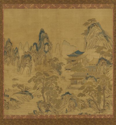 Gobelin: táj - hegyek közti palota alkotó: Unknown artist
