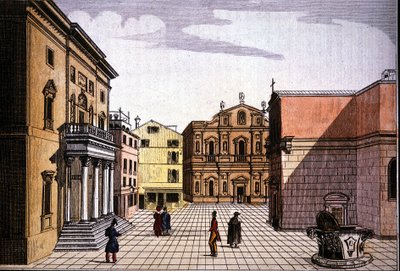 Teatro La Fenice (A Főnix) (színes metszet) alkotó: Unknown artist
