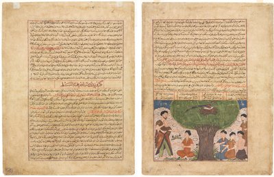 Szöveglap, perzsa próza (recto); Ádám története, békesség vele, fiaival és utódaival (verso) alkotó: Unknown artist