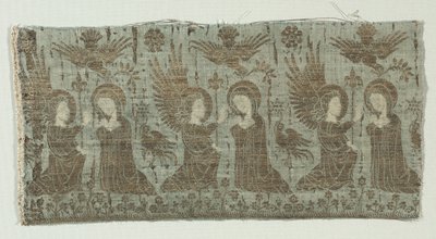 Textiltöredék az Angyali üdvözlettel alkotó: Unknown artist