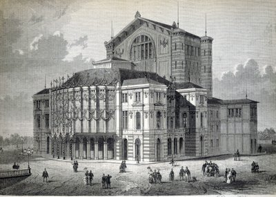 Richard Wagner kezdeményezésére épült Bayreuthi Modellszínház, amelyet 1876-ban avattak fel. alkotó: Unknown artist